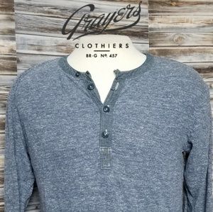 Grayers Men's Blue Henley Long Sleeve Medium G8